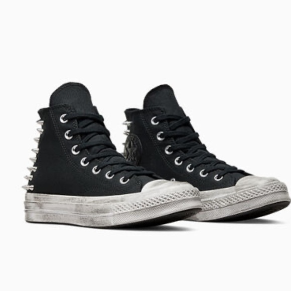 Converse Taylor All Star 70 High Top platform Sneaker Black and White with Studs - Picture 3 of 17